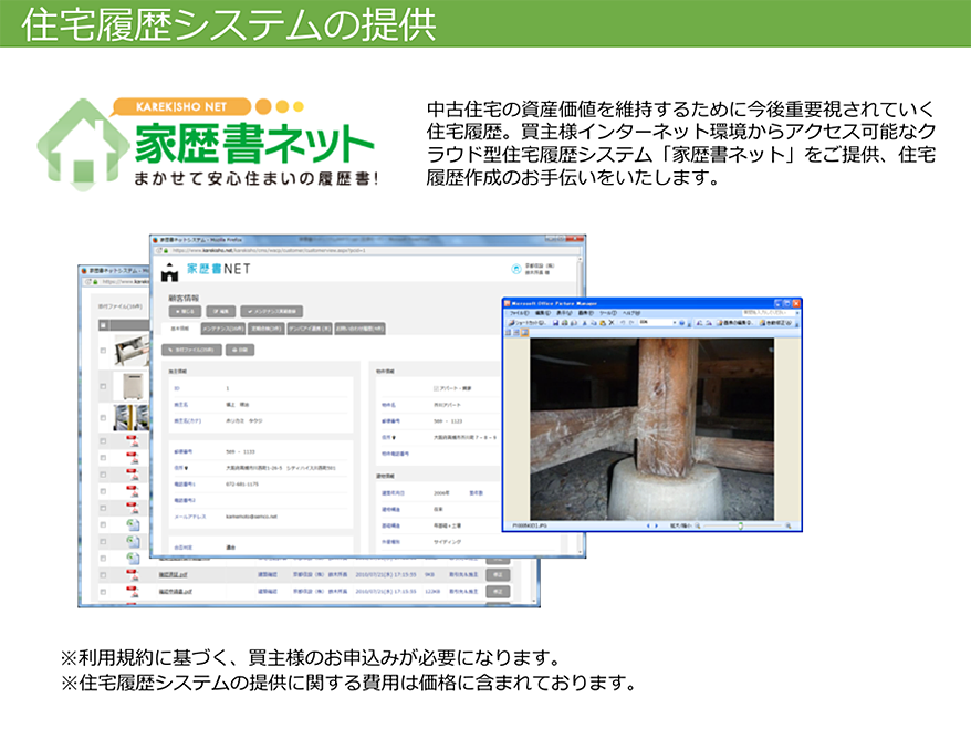 住宅履歴システムの提供