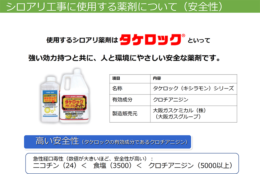 シロアリ工事に使用する薬剤について（安全性）